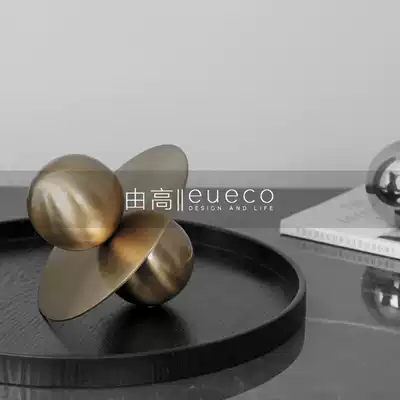 New Chinese gold planet metal ornaments creative study TV cabinet model room hotel soft decoration geometric shape