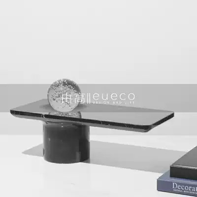 Simple T-shaped marble creative fruit plate model room coffee table table tray soft decoration storage ornaments
