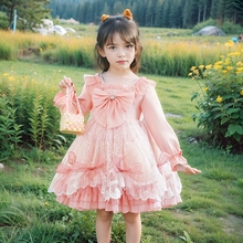 Children's Princess Lolita Dress Summer Leisure Outward Fashionable 2024 New Mesh Little Girl Dress