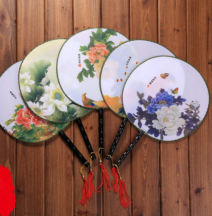 Flower Birds Classical Palace Fan Group Fan Gufeng China Wind Peony Fan Round Fan Dancing for the New Year's Day Performance Stream Su