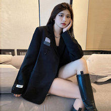 Black small suit jacket for women, small stature, 2023 Spring and Autumn Winter new high-end casual thickened short suit