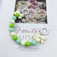 Белые и зеленые три -колористые полосы бусин для лука