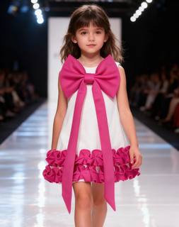 女童公主裙立体大蝴蝶结2025新款儿童生日礼服裙女宝宝周岁礼服裙