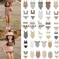 Ins hot style 23 summer girls one-piece suspender lace swimsuit baby vacation sun protection split swimsuits trunks swim