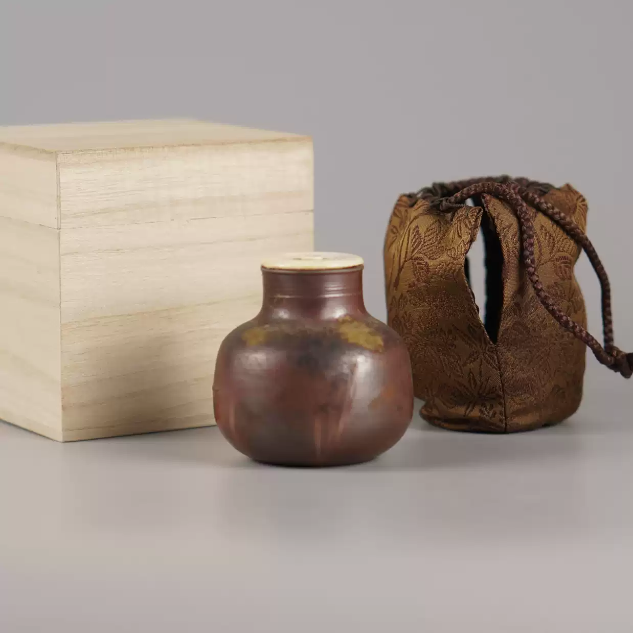 日本清課堂造純錫茶葉罐乾茂號款茶入錫罐日式茶道具茶器本錫茶壺