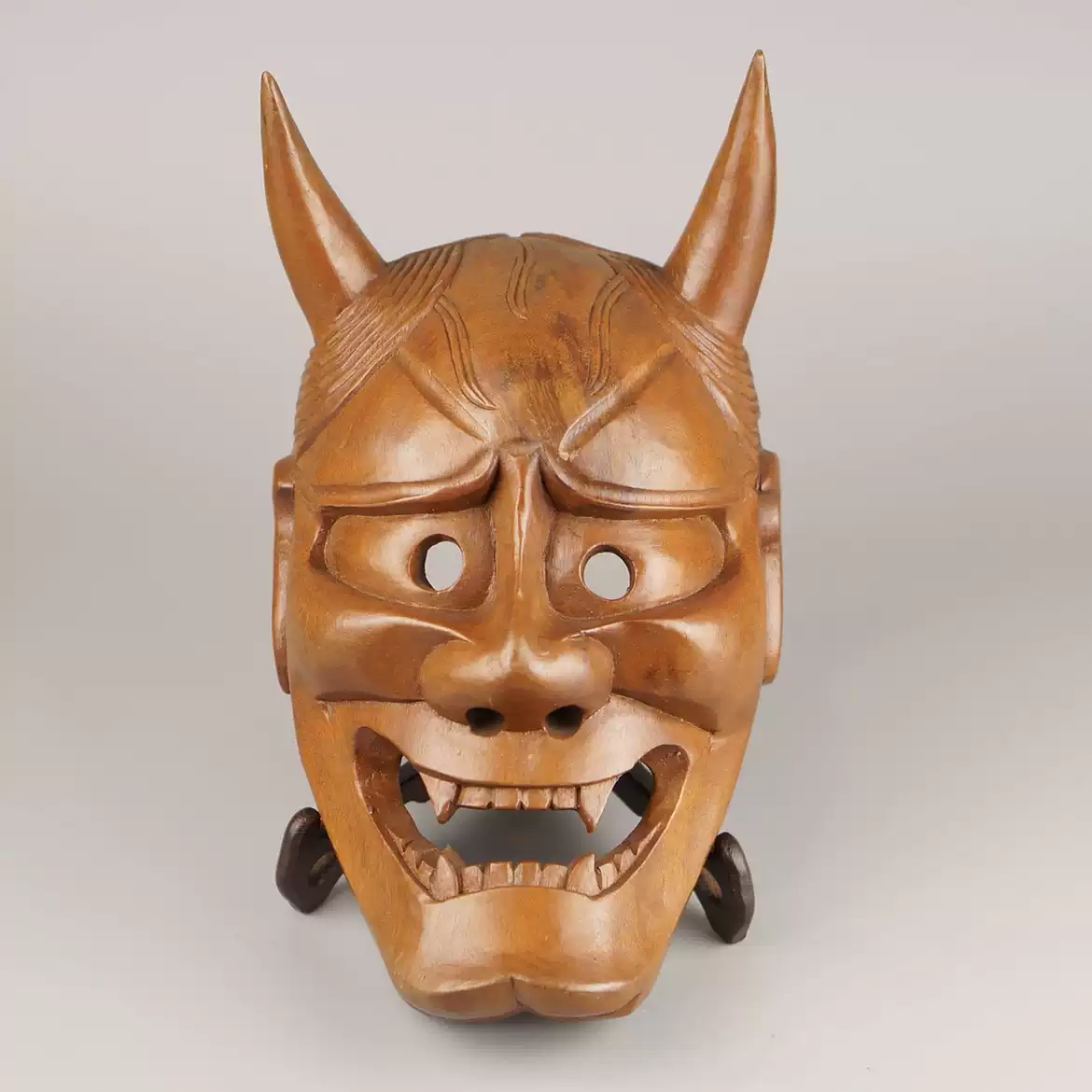 日本木雕般若能面日式復古壁掛裝飾一木出雕刻面具手工工藝品