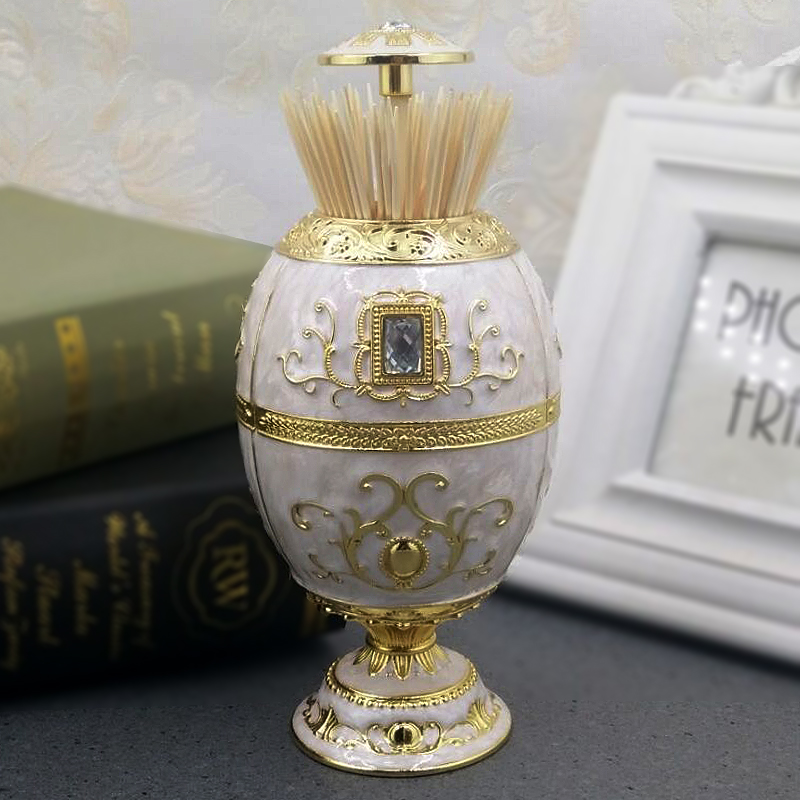 Toothpick box Creative automatic high-grade pressing metal toothpick tube European retro living room household high-heeled toothpick jar