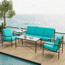 Nordic Outdoor Sofa Coffee Table Combination Wrought Iron Courtyard Terrace Garden Balcony Outdoor Waterproof Sunscreen Leisure Furniture