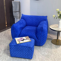 Italian wabi-sabi style fabric sofa living room furniture solid wood creative net red Klein blue lazy fat sofa chair