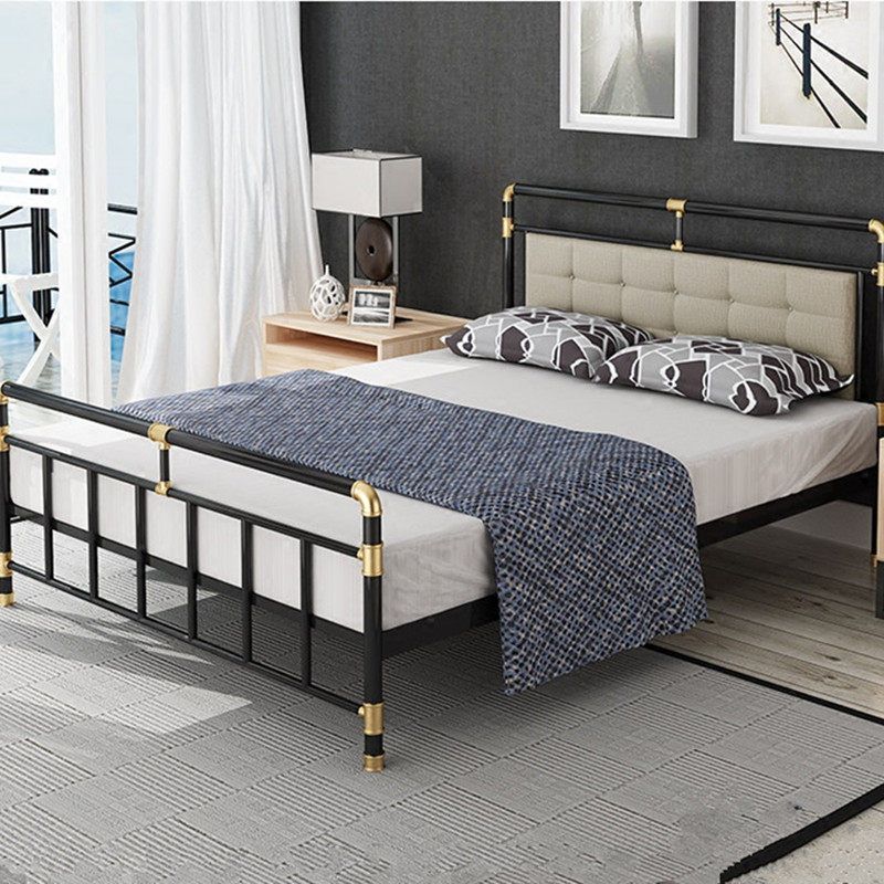 European-style wrought iron bed princess bed simple modern Nordic double 1 8 beds 1 5 meters metal bold iron frame single bed