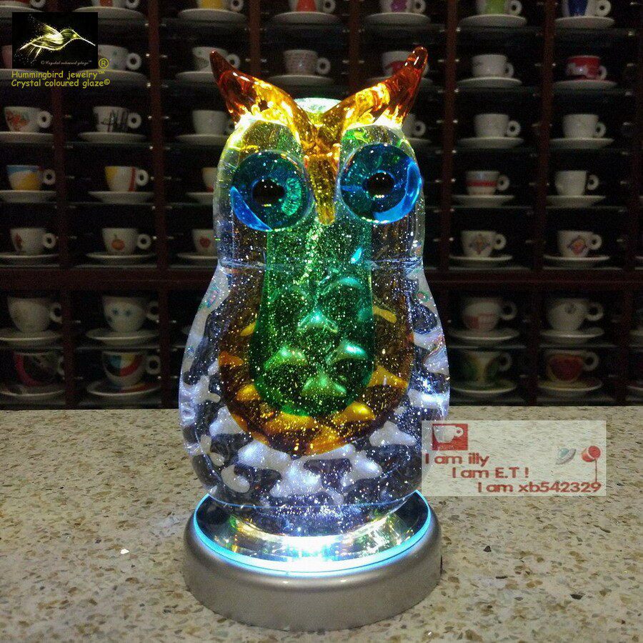 Wonderful Glazed Gift Bookcase Accessories Glazed Little Night Light High Through Colorful Cat Owl Glazed Pendulum