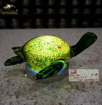 Wonderful glass turtle ornaments car front bookcase jewelry glass night light transparent yellow-backed green turtle