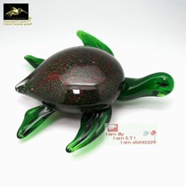 Wonderful glass turtle ornaments car front bookcase jewelry glass night light transparent red back green turtle