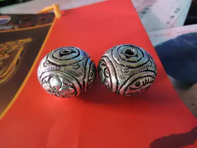 30mm copper flat ball new big Buddha beads handmade carved big beads Beads pendant diy loose beads