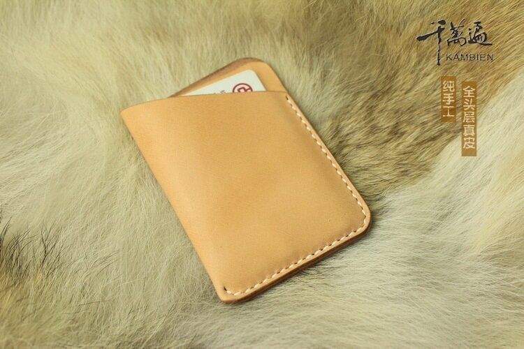 Genuine leather card case handmade top layer vegetable tanned cowhide card holder coin purse custom high-end men's and women's wallet handmade gift