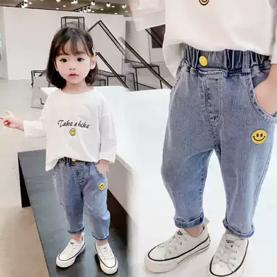 Girls pants spring and autumn foreign school baby children casual lob pants trousers young children 1 a 3 years old Half jeans