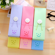 Korean creative stationery smile student stationery box PVC pencil case buckle pencil box elastic band storage large capacity