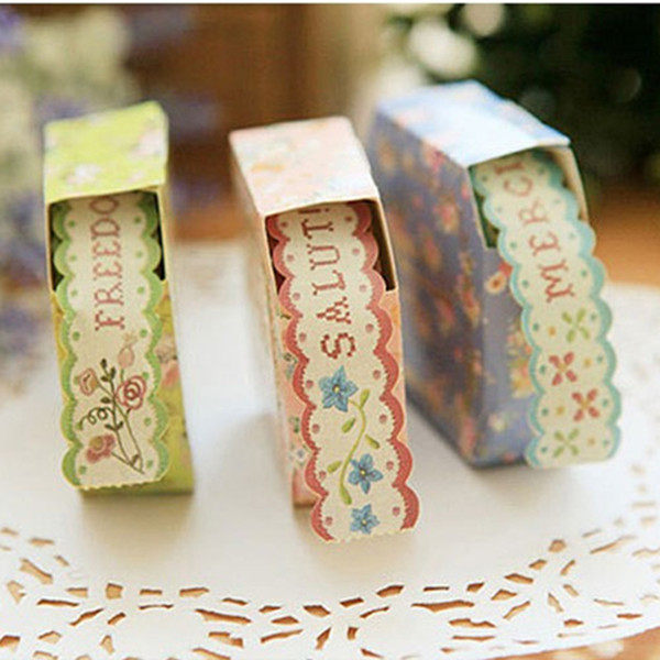 Korean Creative Stationery Little Fresher Cartoon Lace Lace Lace Tape Cute DIY Paper Field Wind Decoration Adhesive