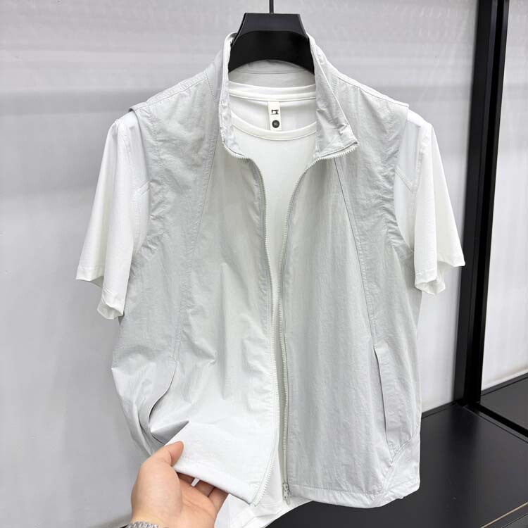 2026 Summer Outdoor Sports Men's Vest Zipper Style Casual Solid Color Comfortable Breathable Stand Collar Vest for Men 2026 Summer Outdoor Sports Men's Vest Zipper Style Casual Solid Color Comfortable Breathable Stand Collar Vest for Men