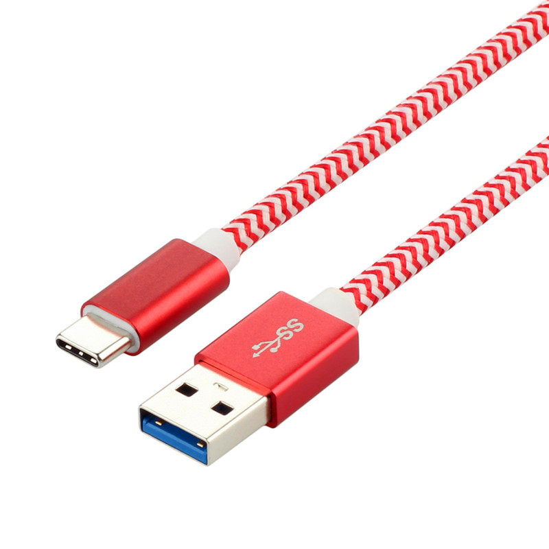 USB3 0 Type-C data line Android phone charging wire with mesh aluminum alloy support for flip-floc charging wire