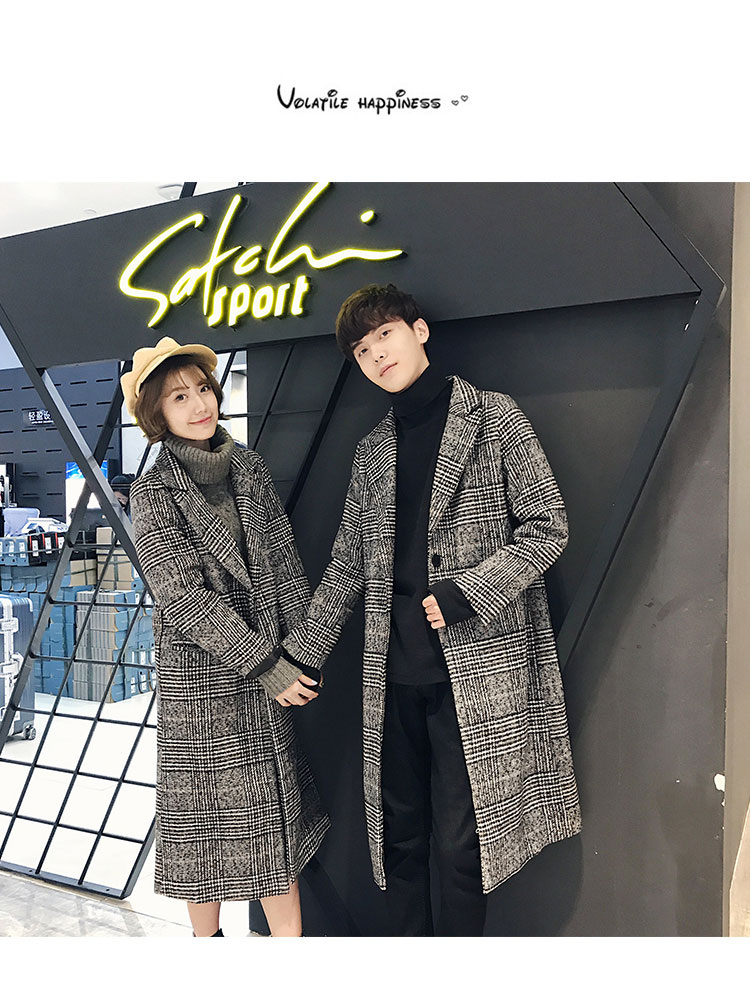 Mùa đông cộng với áo khoác len dày cotton đôi áo gió chất liệu ngàn chim tartan áo len dài phần DY01P120 mẫu áo khoác nam đẹp 2021