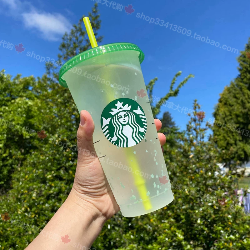 Кружка Starbucks кофейная кружка цветная экологичная чашка радуга чашка радуга не содержит BPA холодная вода 709мл