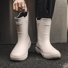 Rain Shoes Men's Mid Cap Rain Shoes Men's New Water Shoes Anti slip and Waterproof Short Cap Plush and Wear resistant Rubber Shoes Car Wash Kitchen Shoes