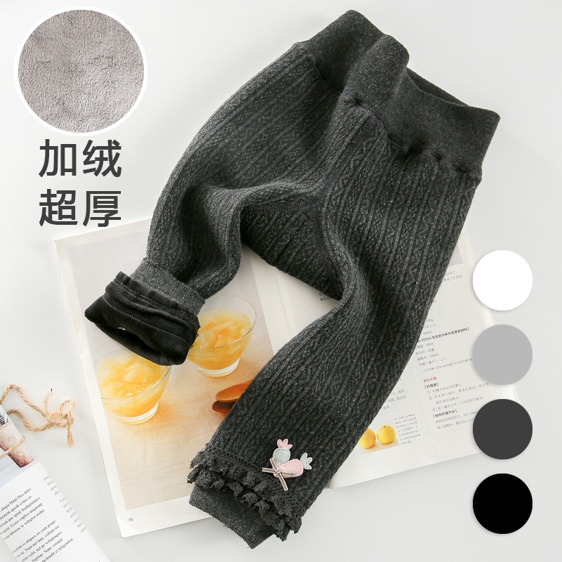 18 winter children's crotch double needle one-piece pants Baby children baby pantyhose super thick velvet inner pants