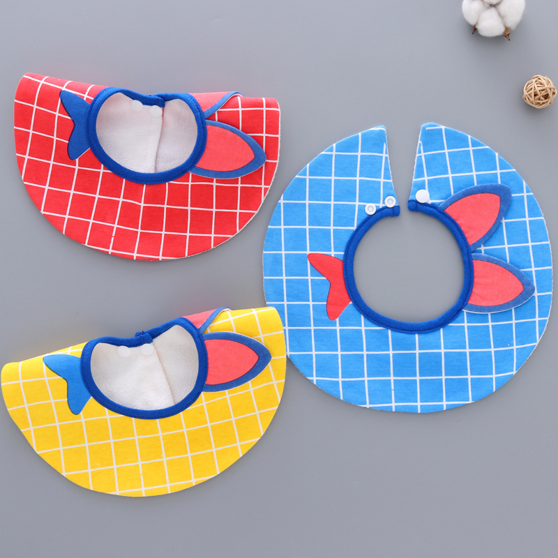 Children styling cartoon bib solid waterproof surrounding pocket baby saliva towel baby 360-degree surrounding pocket