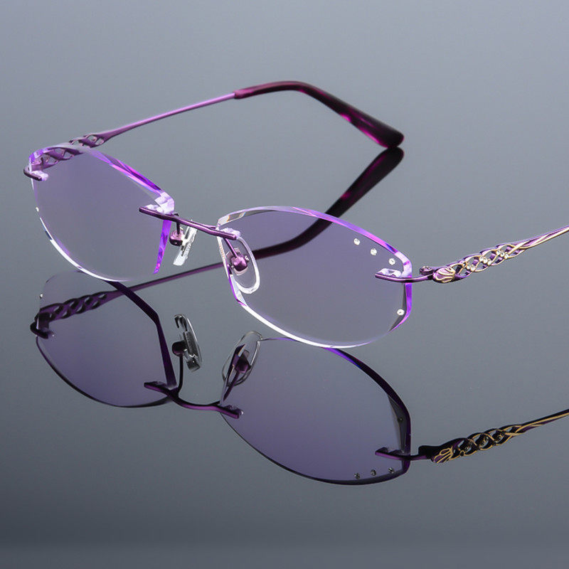 Every gram of Latin American nearsightedness glasses spectacle frame female frame women no frame glasses diamond cut edge matching glasses