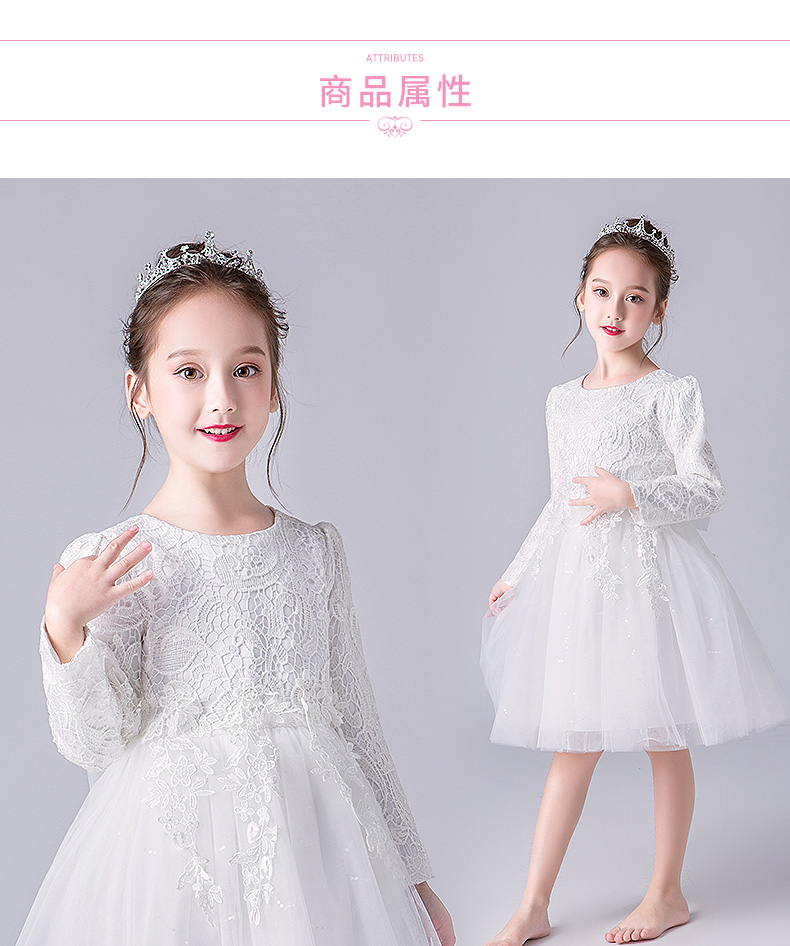 Trẻ em ăn mặc dài tay phồng sợi công chúa váy cưới váy hoa cô gái chủ nhà trang phục dạ hội váy đầm đẹp cho bé yêu