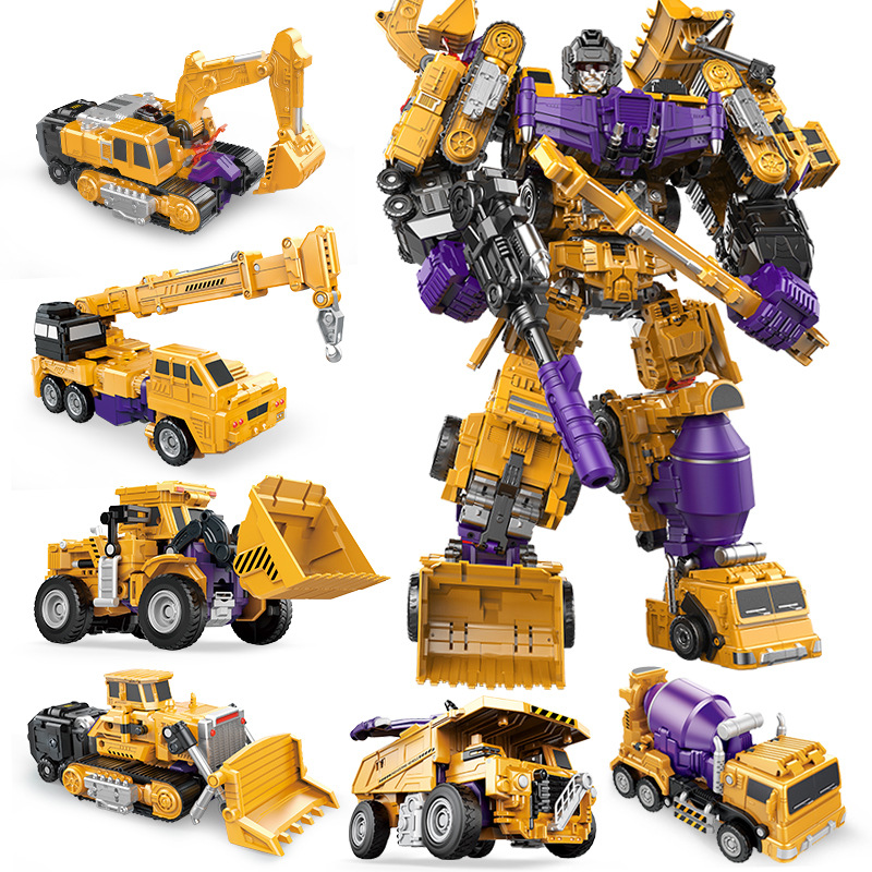 Foreign trade deformation car toy engineering vehicle six in one vigorous six-in-one deformation robot boy