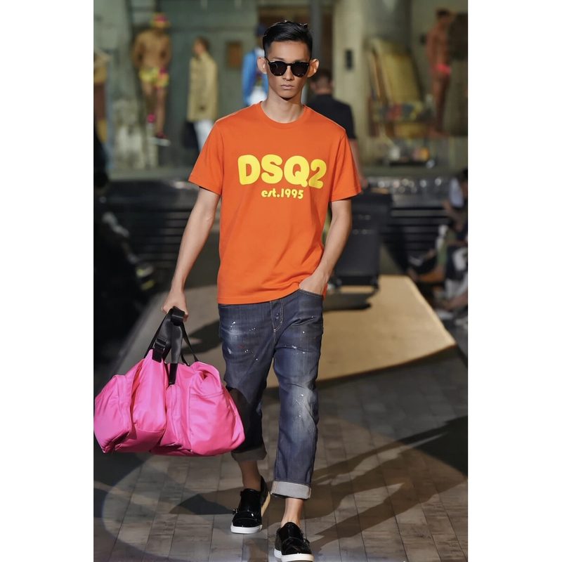 Italian Trendy D/2 Men's Spring and Summer Runway Style Letter Print Fashion Casual Cotton Loose Round Neck Short-Sleeved T-Shirt