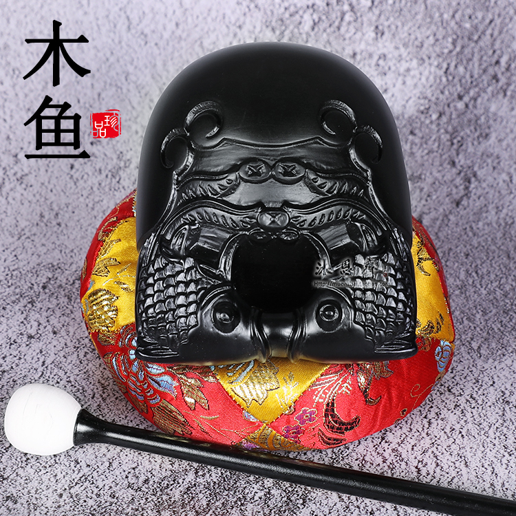 Ebony bang fish small wooden fish Taoist copper chime musical instrument temple Buddhist hall home ornaments dharma ceremonies Buddhist supplies