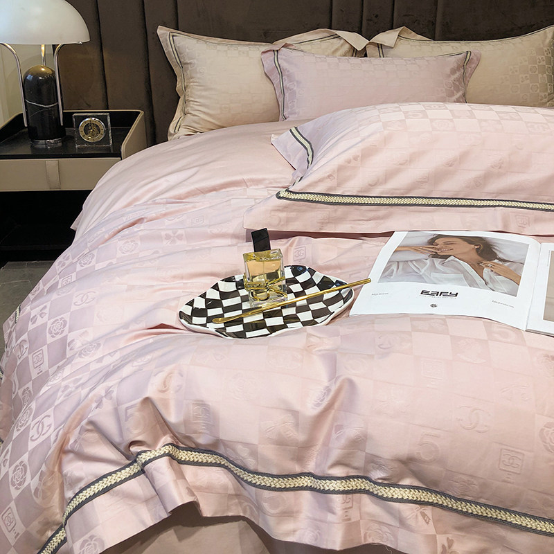 Upper 100 long - stained cotton four - piece cotton cotton light luxury northern Europe light - luxury naked beds