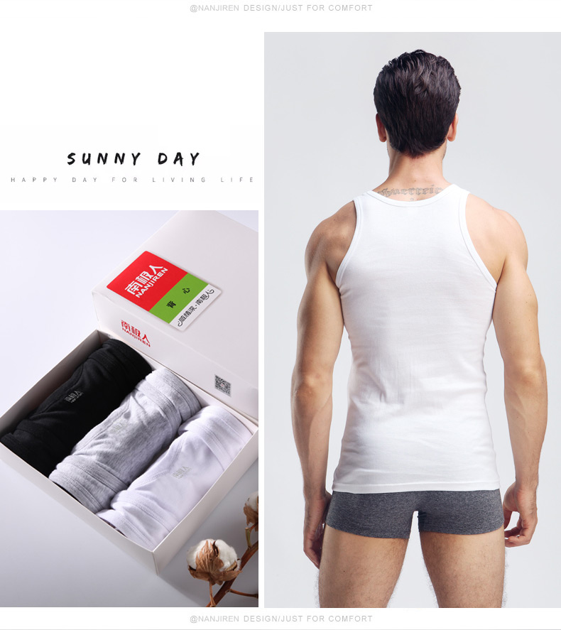 Nam cực nam vest nam cotton thể thao thanh niên thể dục thoáng khí Slim loại đáy áo rào cản tay áo sơ mi