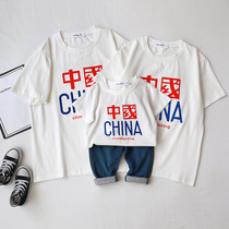 Summer parent-child clothes a three-mouth Chinese fuel cultural shirt T-shirt fashion mother and child short sleeve cotton