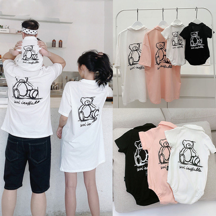 The baby's mother and child clothing 2021 summer new POLO shirt family three - member family clothes mother and child clothing