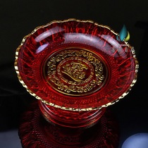 Buddhism Buddhism supply plate for Buddha God of wealth fruit plate red high foot supply plate fruit plate red crystal fruit plate