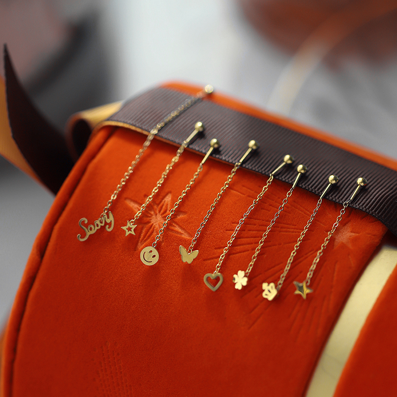 Golden Streaming Su Earrings Spring Summer Long Version Temperament South Korea Nets Red Titanium Steel Earrings Women 2022 New Wave Advanced Sensation