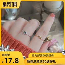  Sterling silver small love ring female ins tide adjustable niche design student ultra-fine joint ring Minimalist style cold