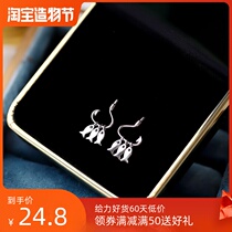 Big Le Liangpin sterling silver small fish earrings wild temperament Korean fish hook tassel moving stud earrings personality gift tide