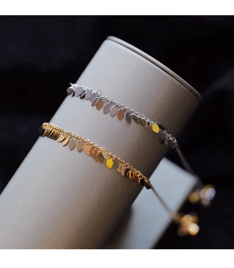 S925 sterling bạc nhỏ tươi nguyên gốc lá thông minh vòng chân đơn giản nhẫn chân phiên bản Hàn Quốc của món quà gió ngọt quốc gia lắc chân nữ vàng đẹp