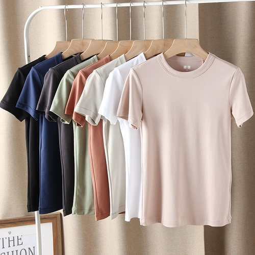 Летняя базовая приятная телу футболка, короткий рукав