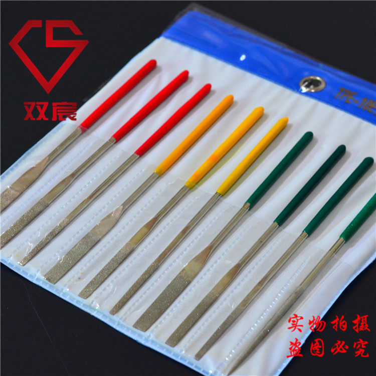 Factory direct selling boutique electroplating diamond file small flat oblique mold file PTF ultra-thin flat oblique file set