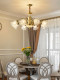 French-Style Vintage Living Room All-Copper Chandelier with Glass Lampshade, Warm and Romantic Dining Room European-Style Duplex Chandelier