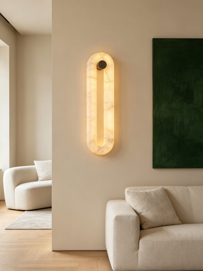 New Chinese-Style Light Luxury Natural Marble Wall Lamp, Modern Minimalist Living Room and Bedroom Decorative Lamp, High-End Villa Lamp, Led