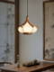 Song Dynasty Aesthetic Wooden Fabric Pendant Light for Dining Room, Tea Room, Vintage Minimalist Ambiance Dining Pendant Light, Bedroom Study Pendant Light