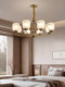 New Chinese-Style All-Copper Black Walnut Solid Wood Living Room Chandelier, Song Dynasty Aesthetics, High-End and Grand Villa Chinese-Style Chandelier