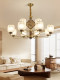 New Chinese-Style All-Copper Black Walnut Solid Wood Living Room Chandelier, Song Dynasty Aesthetics, High-End and Grand Villa Chinese-Style Chandelier